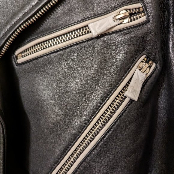 NWT 7 For All Mankind Black Soft Leather Moto Jacket $895!!! - Picture 6 of 10